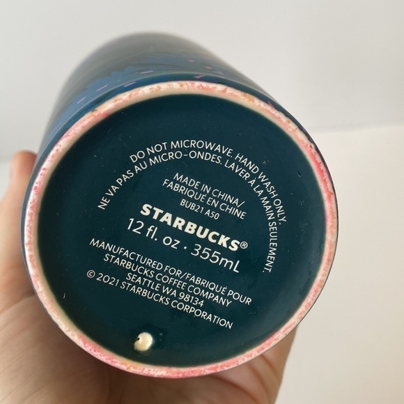 STARBUCKS Peacock Rising Floral Ceramic Double Wall Tumbler - Picture 4 of 9